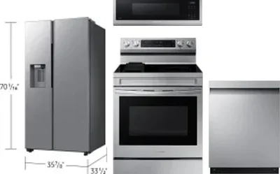 4 Piece Package Includes Refrigerator, Range, Microwave And Dishwasher