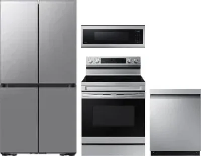 4 Piece Package Includes Refrigerator, Range, Microwave And Dishwasher