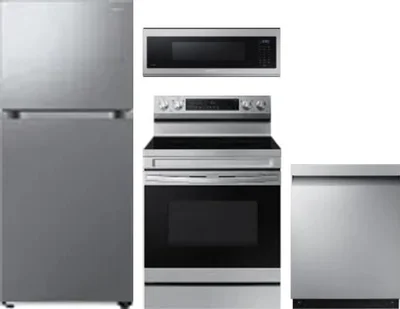4 Piece Package Includes Refrigerator, Range, Microwave And Dishwasher