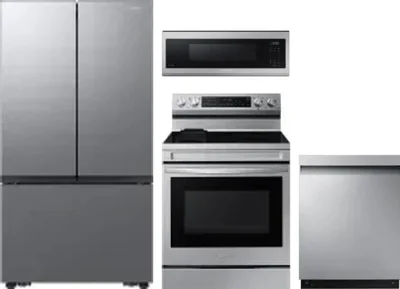 4 Piece Package Includes Refrigerator, Range, Microwave And Dishwasher
