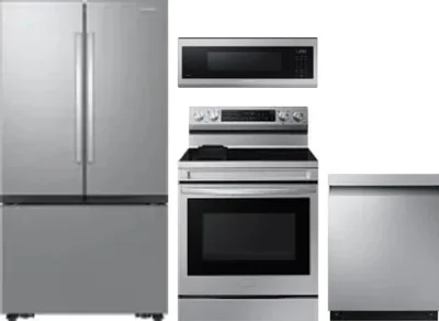 4 Piece Package Includes Refrigerator, Range, Microwave And Dishwasher