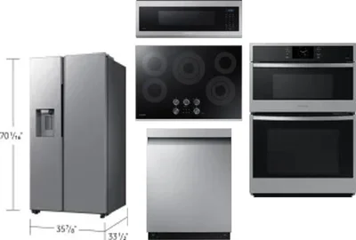 5 Piece Package Includes Refrigerator, Cooktop, Wall Oven, Microwave And Dishwasher