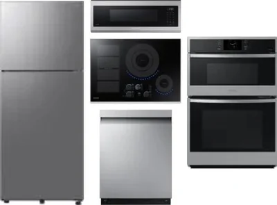 5 Piece Package Includes Refrigerator, Cooktop, Wall Oven, Microwave And Dishwasher