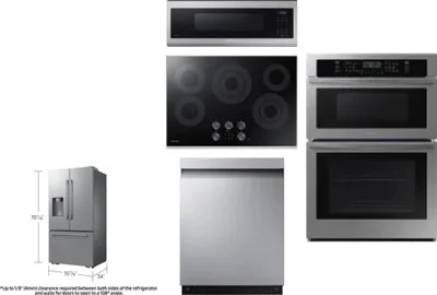 5 Piece Package Includes Refrigerator, Cooktop, Wall Oven, Microwave And Dishwasher