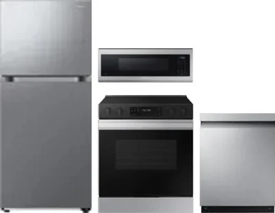 4 Piece Package Includes Refrigerator, Range, Microwave And Dishwasher