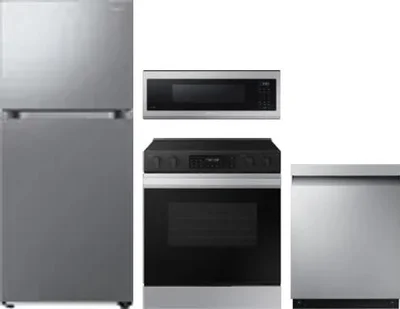 4 Piece Package Includes Refrigerator, Range, Microwave And Dishwasher