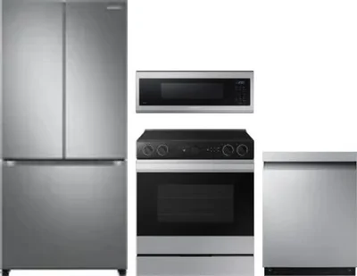 4 Piece Package Includes Refrigerator, Range, Microwave And Dishwasher