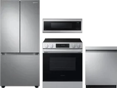 4 Piece Package Includes Refrigerator, Range, Microwave And Dishwasher