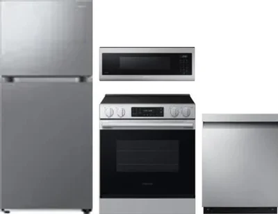 4 Piece Package Includes Refrigerator, Range, Microwave And Dishwasher