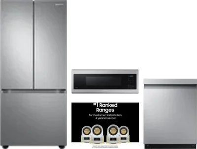 4 Piece Package Includes Refrigerator, Range, Microwave And Dishwasher