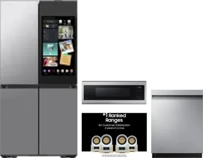 4 Piece Package Includes Refrigerator, Range, Microwave And Dishwasher