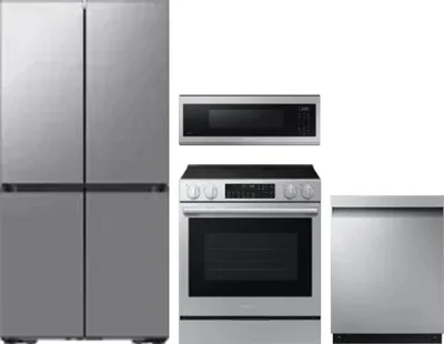4 Piece Package Includes Refrigerator, Range, Microwave And Dishwasher