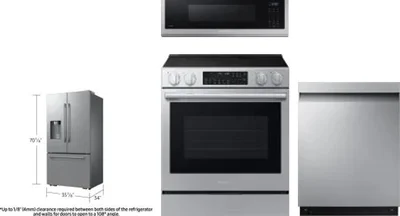 4 Piece Package Includes Refrigerator, Range, Microwave And Dishwasher