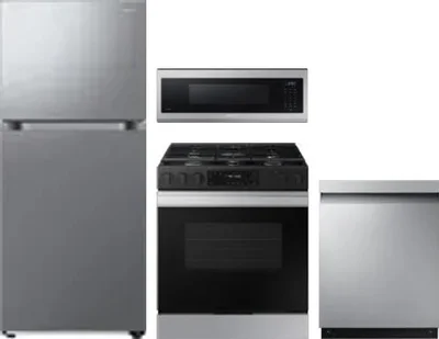 4 Piece Package Includes Refrigerator, Range, Microwave And Dishwasher