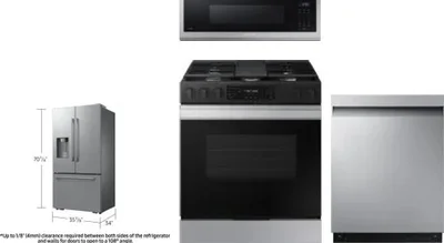 4 Piece Package Includes Refrigerator, Range, Microwave And Dishwasher