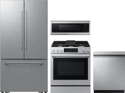 4 Piece Package Includes Refrigerator, Range, Microwave And Dishwasher