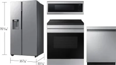 4 Piece Package Includes Refrigerator, Range, Microwave And Dishwasher