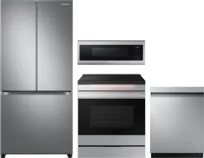 4 Piece Package Includes Refrigerator, Range, Microwave And Dishwasher