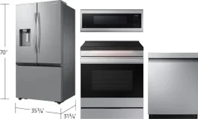 4 Piece Package Includes Refrigerator, Range, Microwave And Dishwasher