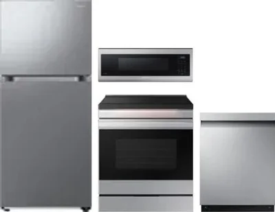 4 Piece Package Includes Refrigerator, Range, Microwave And Dishwasher