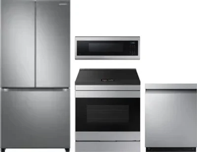 4 Piece Package Includes Refrigerator, Range, Microwave And Dishwasher