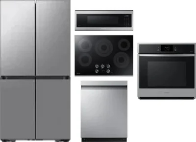 5 Piece Package Includes Refrigerator, Cooktop, Wall Oven, Microwave And Dishwasher