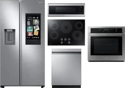 5 Piece Package Includes Refrigerator, Cooktop, Wall Oven, Microwave And Dishwasher