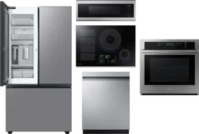 5 Piece Package Includes Refrigerator, Cooktop, Wall Oven, Microwave And Dishwasher