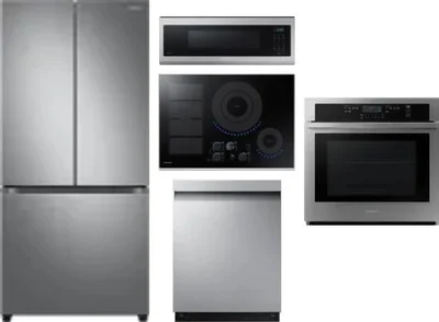 5 Piece Package Includes Refrigerator, Cooktop, Wall Oven, Microwave And Dishwasher