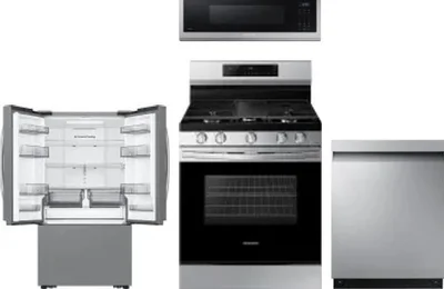 4 Piece Package Includes Refrigerator, Range, Microwave And Dishwasher