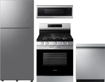 4 Piece Package Includes Refrigerator, Range, Microwave And Dishwasher