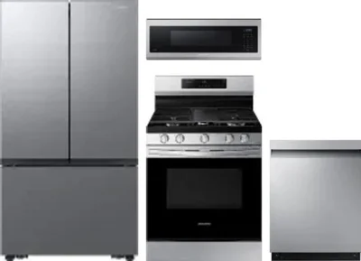 4 Piece Package Includes Refrigerator, Range, Microwave And Dishwasher