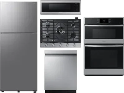 5 Piece Package Includes Refrigerator, Cooktop, Wall Oven, Microwave And Dishwasher