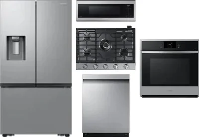 5 Piece Package Includes Refrigerator, Cooktop, Wall Oven, Microwave And Dishwasher