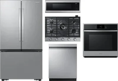 5 Piece Package Includes Refrigerator, Cooktop, Wall Oven, Microwave And Dishwasher