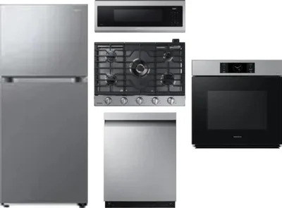 5 Piece Package Includes Refrigerator, Cooktop, Wall Oven, Microwave And Dishwasher
