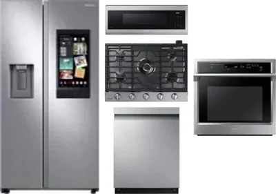 5 Piece Package Includes Refrigerator, Cooktop, Wall Oven, Microwave And Dishwasher
