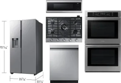 5 Piece Package Includes Refrigerator, Cooktop, Wall Oven, Microwave And Dishwasher