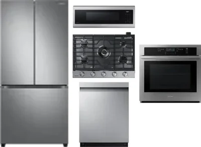 5 Piece Package Includes Refrigerator, Cooktop, Wall Oven, Microwave And Dishwasher