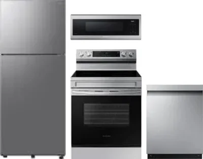4 Piece Package Includes Refrigerator, Range, Microwave And Dishwasher