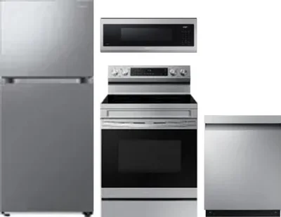 4 Piece Package Includes Refrigerator, Range, Microwave And Dishwasher