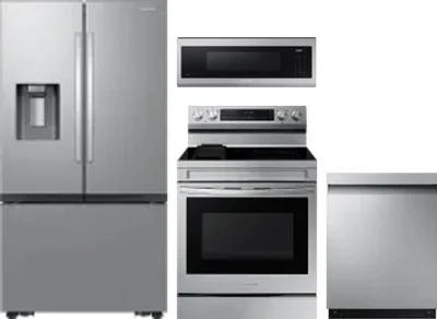 4 Piece Package Includes Refrigerator, Range, Microwave And Dishwasher