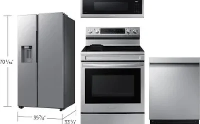4 Piece Package Includes Refrigerator, Range, Microwave And Dishwasher