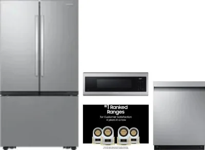 4 Piece Package Includes Refrigerator, Range, Microwave And Dishwasher