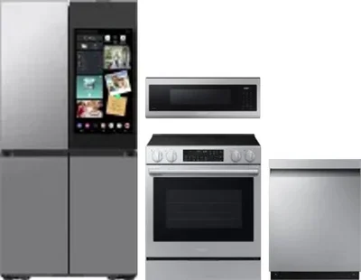 4 Piece Package Includes Refrigerator, Range, Microwave And Dishwasher