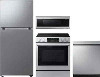 4 Piece Package Includes Refrigerator, Range, Microwave And Dishwasher