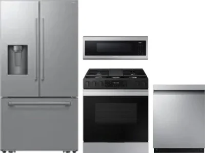 4 Piece Package Includes Refrigerator, Range, Microwave And Dishwasher