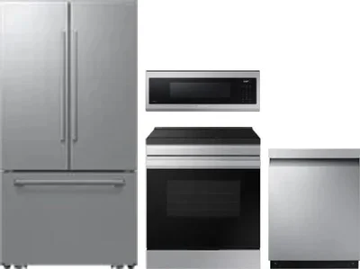 4 Piece Package Includes Refrigerator, Range, Microwave And Dishwasher