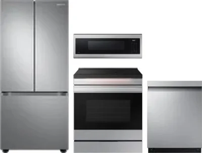 4 Piece Package Includes Refrigerator, Range, Microwave And Dishwasher
