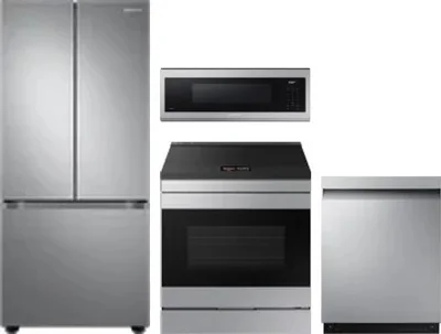 4 Piece Package Includes Refrigerator, Range, Microwave And Dishwasher